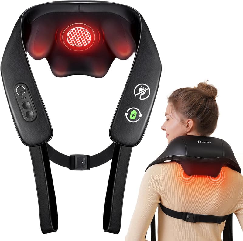 Cordless Neck and Shoulder Massager with Heat - 4D Shiatsu Massage