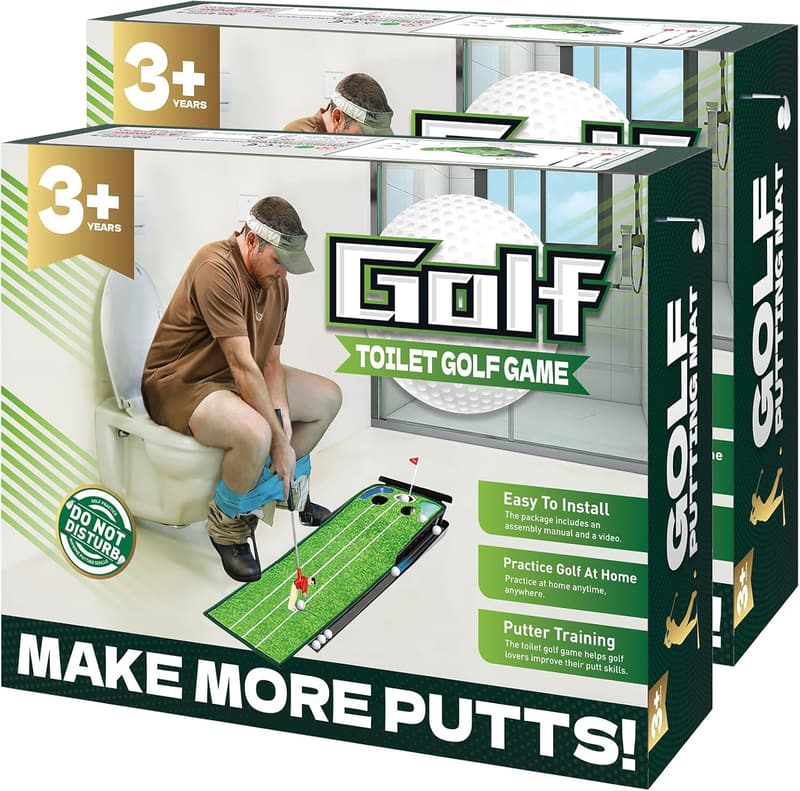 Funny Toilet Golf Prank Gift Box Set for Dad & Men (2 Pcs)
