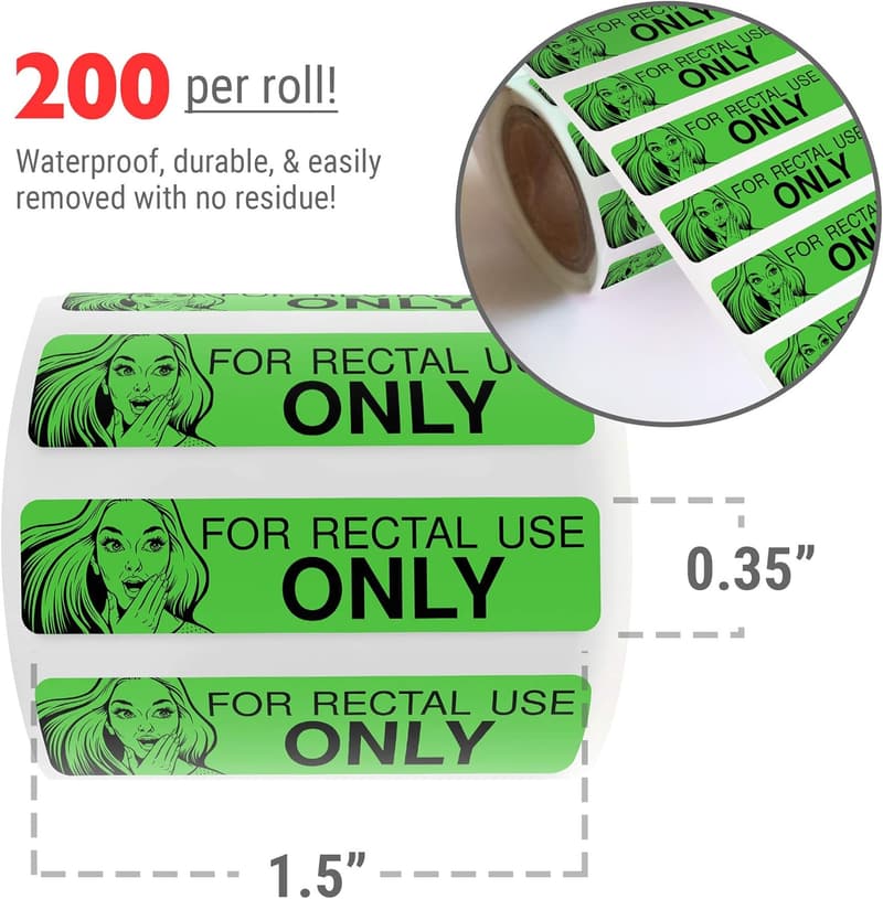 Funny Rectal Use Stickers - Gag Gifts for Adults (200/Roll)