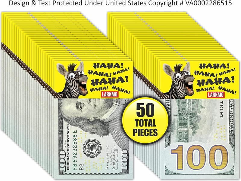 Funny $100 Bill Prank Kit for All Ages - 50 Pieces