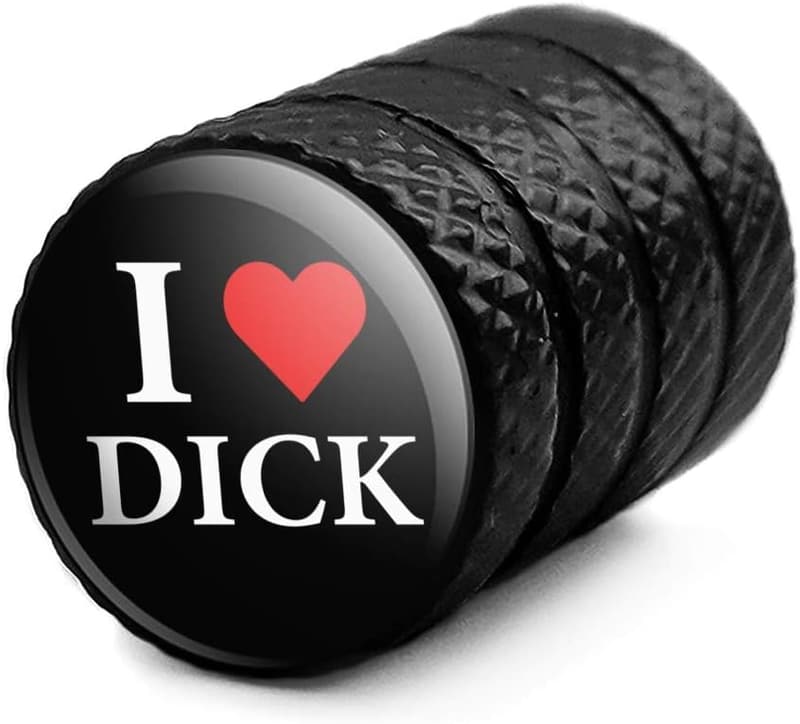 I Love Dick Heart Valve Stem Caps for Tire Rims