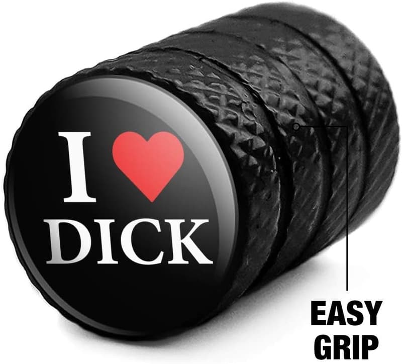 I Love Dick Heart Valve Stem Caps for Tire Rims