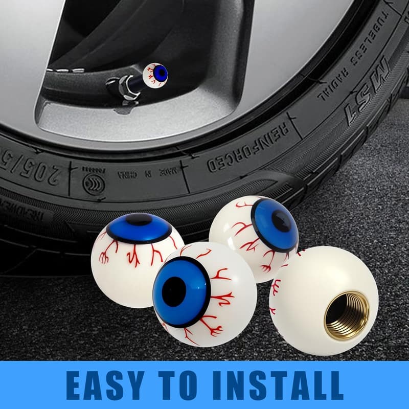 Funny Eyeball Tire Valve Stem Caps - 4 Pack, Dustproof