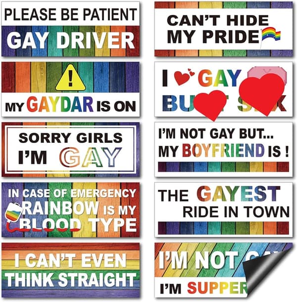 LGBT Rainbow Bumper Stickers - 10 Fun Magnetic Car Decals