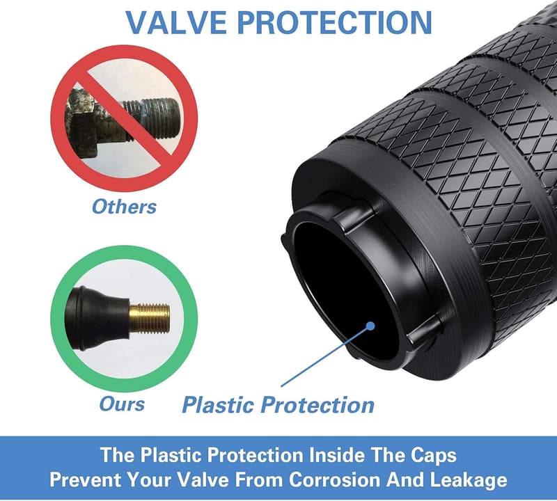 Anodized Aluminum Tire Valve Stem Caps - Black, 4 pcs Set