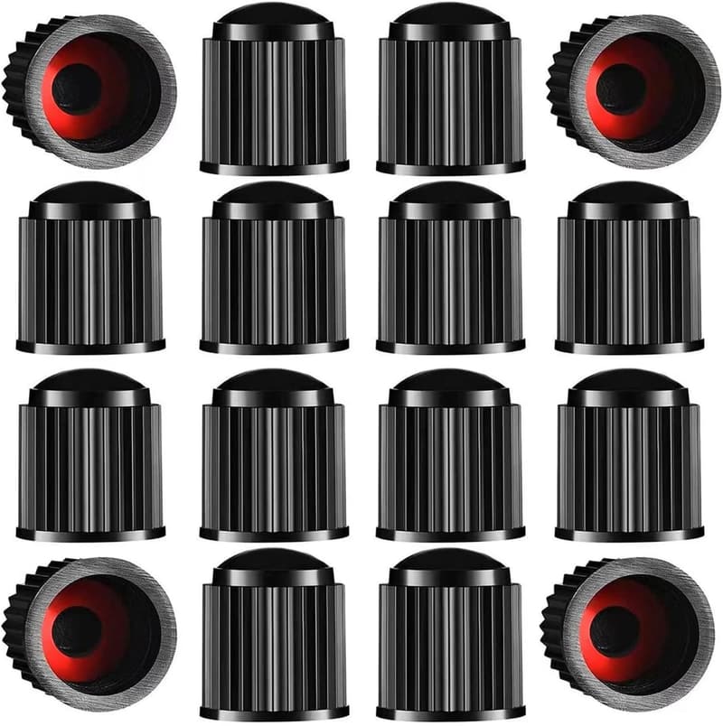 Upgraded Tire Valve Stem Caps with Sealing Ring - Black (24 Pack)