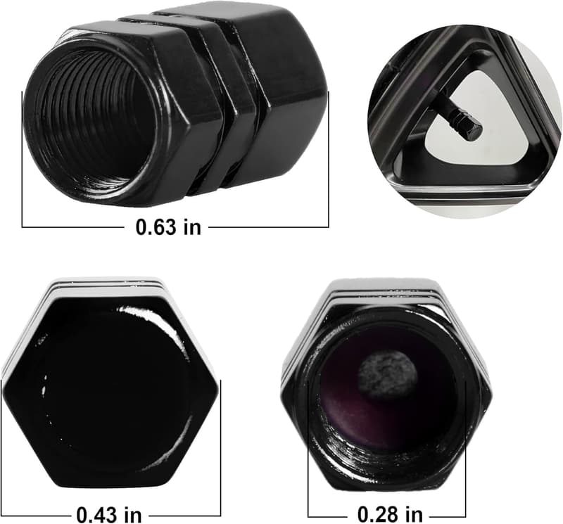 Universal Black Car Tire Valve Stem Caps - 12pcs Set