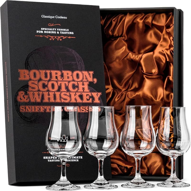 Whiskey Tasting Glasses Set of 4 | Crystal Nosing Snifters
