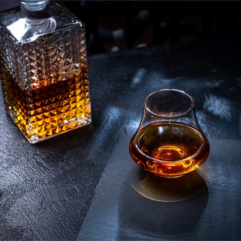 Whiskey Tasting Gift Set: Handcrafted Granite Stones & Crystal Glass
