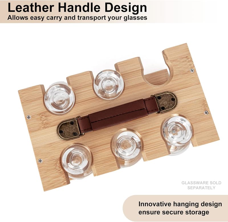 Bamboo Whisky Glass Rack for Glencairn Glasses - Organizer
