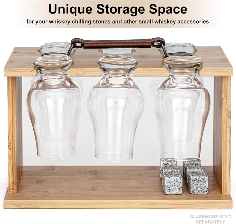 Bamboo Whisky Glass Rack for Glencairn Glasses - Organizer