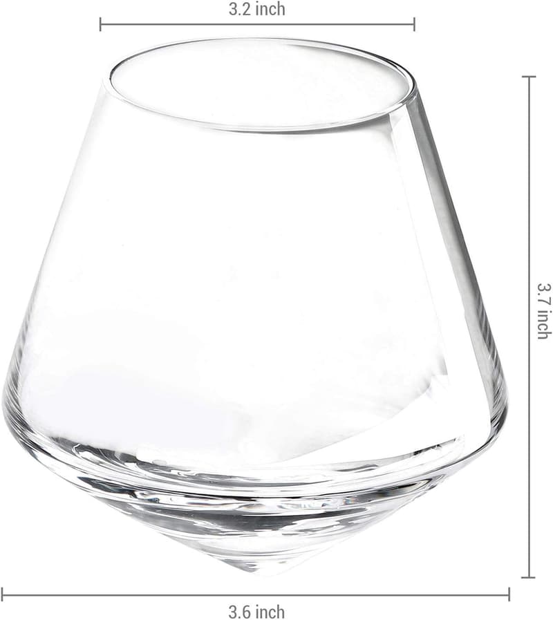 Set of 4 Tilted Crystal Whiskey Tumblers with Gift Box