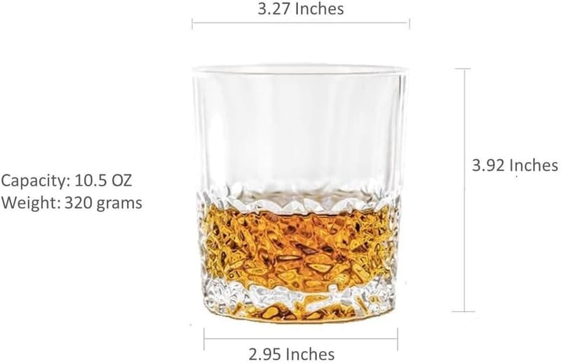 Lead-Free Crystal Whiskey Tasting Glasses Set of 6 (10.5 oz)