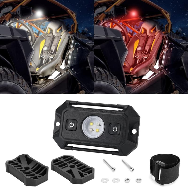 Universal LED Dome Light for UTV Roll Bar - White/Red