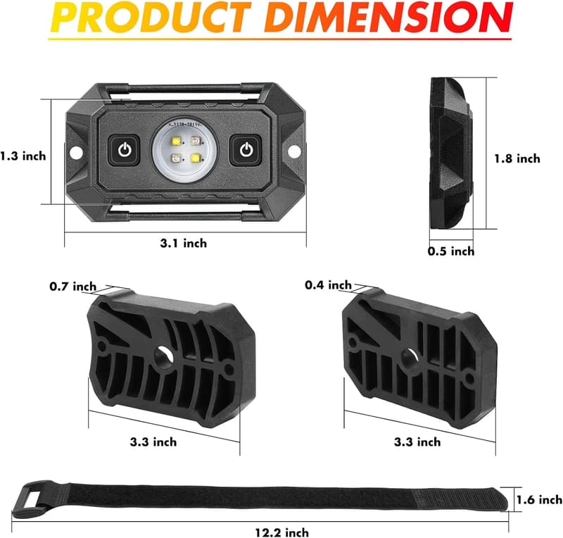 Universal LED Dome Light for UTV Roll Bar - White/Red