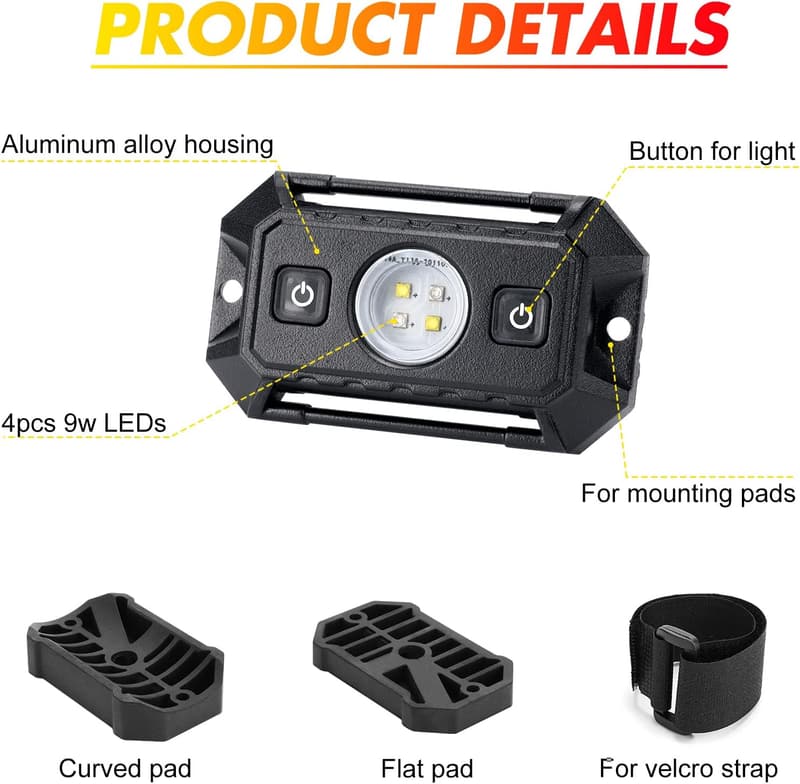 Universal LED Dome Light for UTV Roll Bar - White/Red