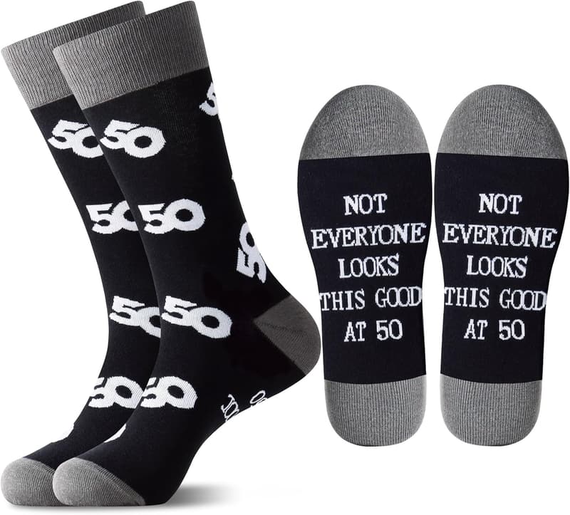 Men's Black Cotton Crew Socks - Unique Birthday Gift Ideas