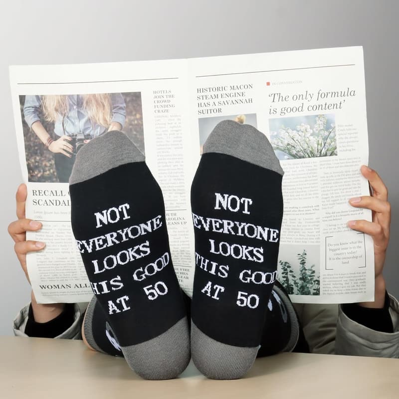 Men's Black Cotton Crew Socks - Unique Birthday Gift Ideas