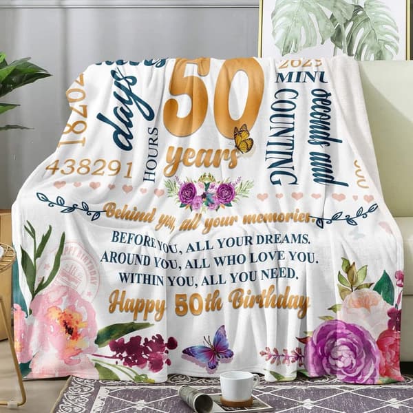 50th Birthday Throw Blanket for Women - 50