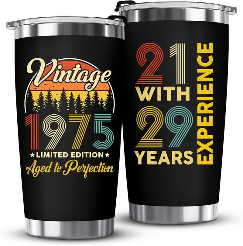 50th Birthday Black Tumbler Gift for Men and Women