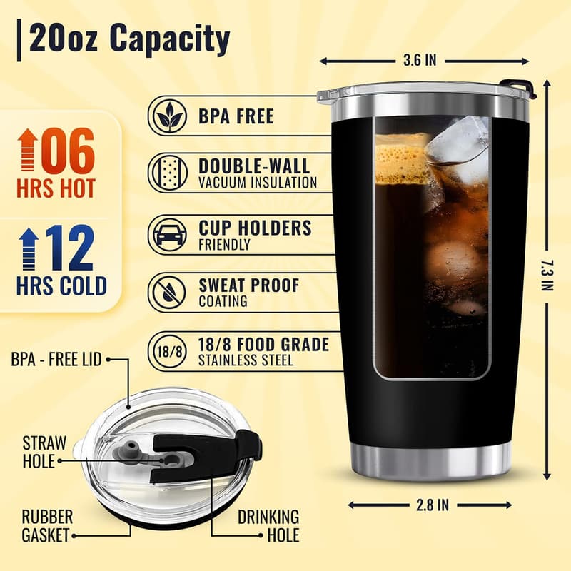 50th Birthday Black Tumbler Gift for Men and Women