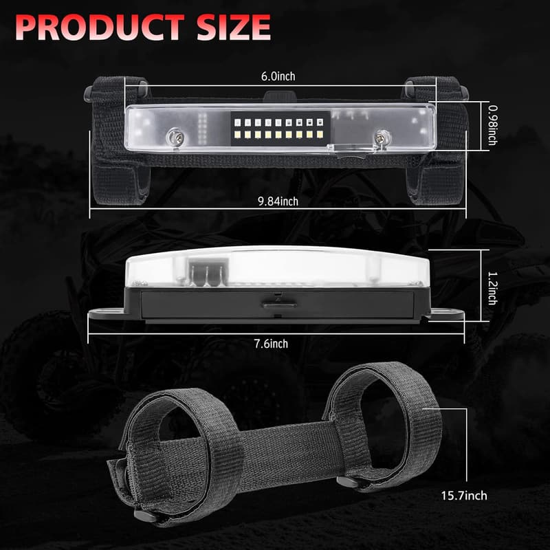 Universal Roll Bar Interior Dome Light for UTVs - White/Red