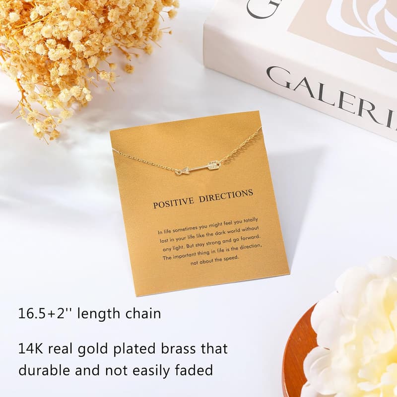 Butterfly Compass Cross Necklace for Women - Graduation Gift
