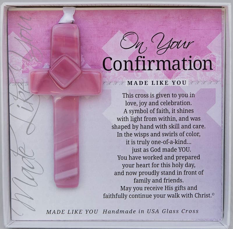 Handmade Glass Cross Confirmation Gift for Granddaughter