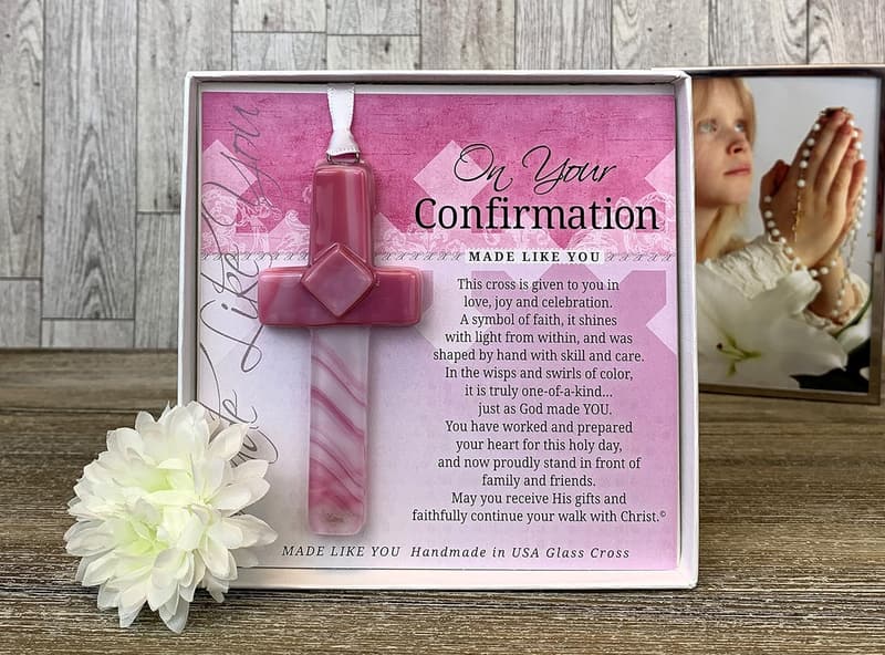 Handmade Glass Cross Confirmation Gift for Granddaughter