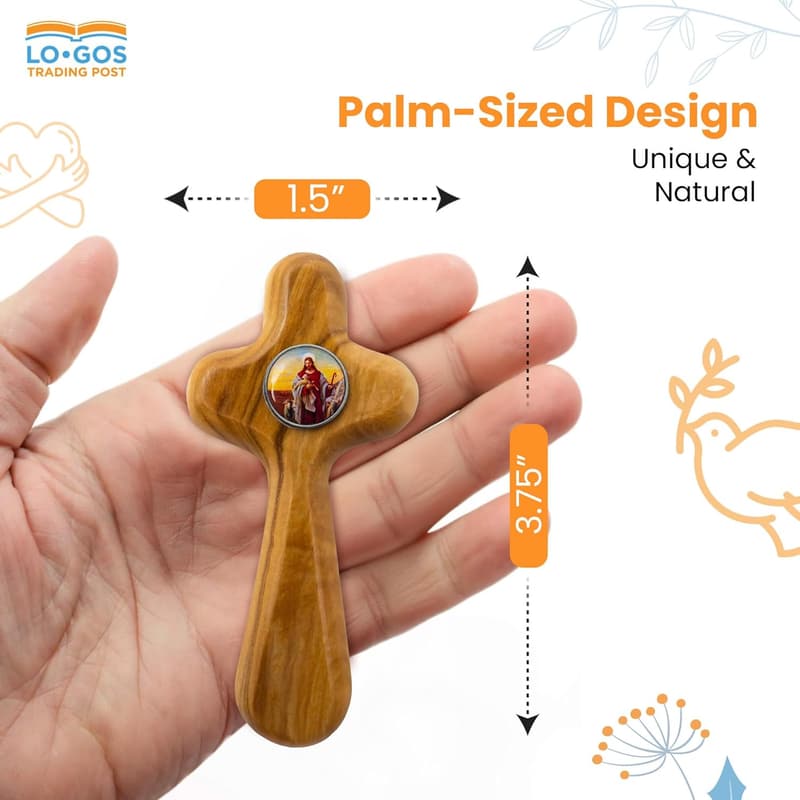 Deluxe Handcrafted Olive Wood Cross for Catholic Confirmation