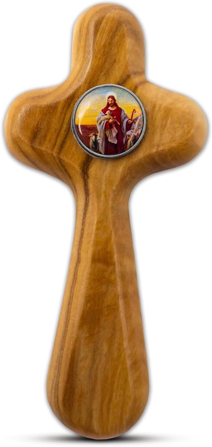 Deluxe Handcrafted Olive Wood Cross for Catholic Confirmation
