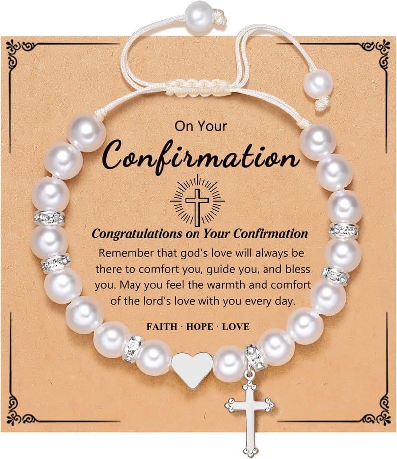 Teen Girls' Cross Heart Bracelet for Baptism & Special Occasions