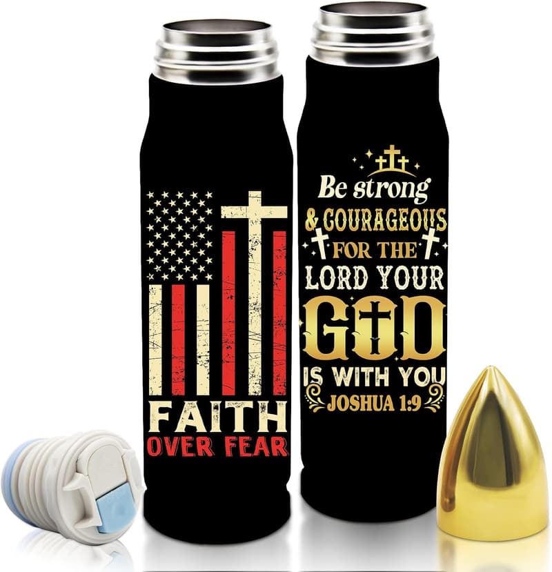 Faith Over Fear Stainless Steel Tumbler for Men