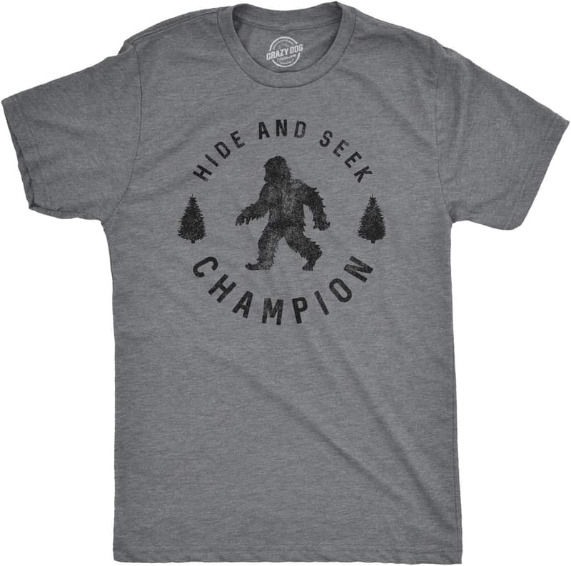 Funny Bigfoot Graphic Tee for Men - Hide and Seek Champion