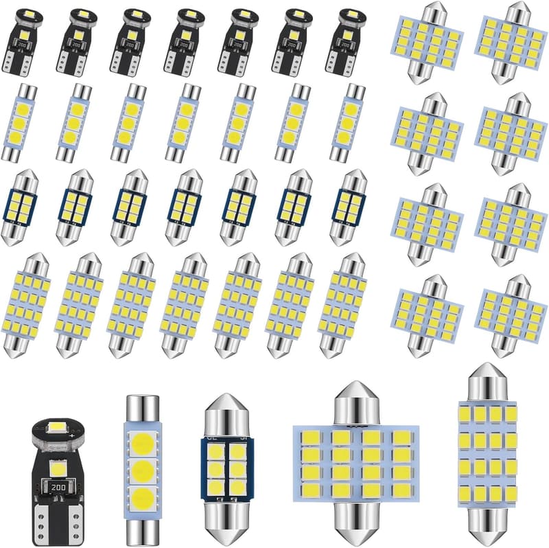 50-Piece LED Car Bulb Kit for Interior Lighting