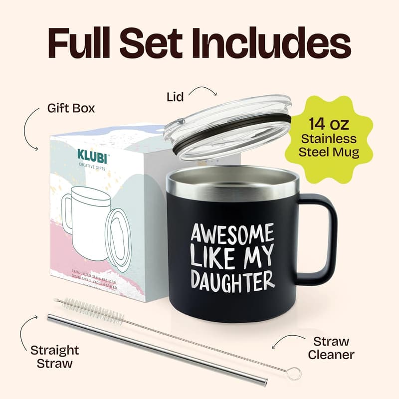 Father's Day Black Tumbler - 14 oz Gift for Dad