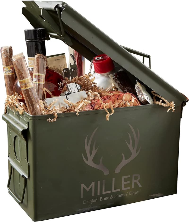 Men's 50 Cal Personalized Hunting Storage Box - Steel, Made in USA