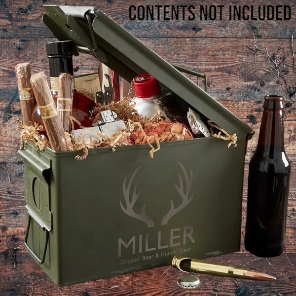 Men's 50 Cal Personalized Hunting Storage Box - Steel, Made in USA