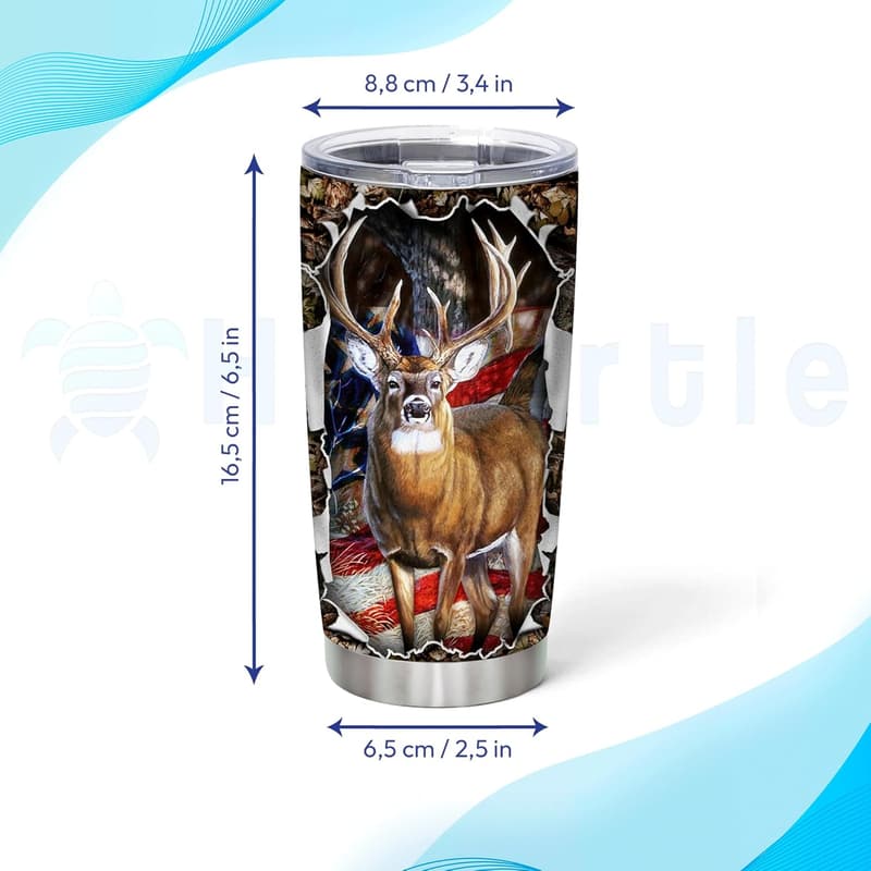 Personalized Deer Hunting Tumbler - 20oz Stainless Steel Mug for Dads