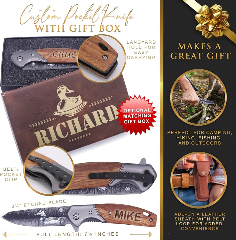 Personalized Engraved Folding Pocket Knife for Dad