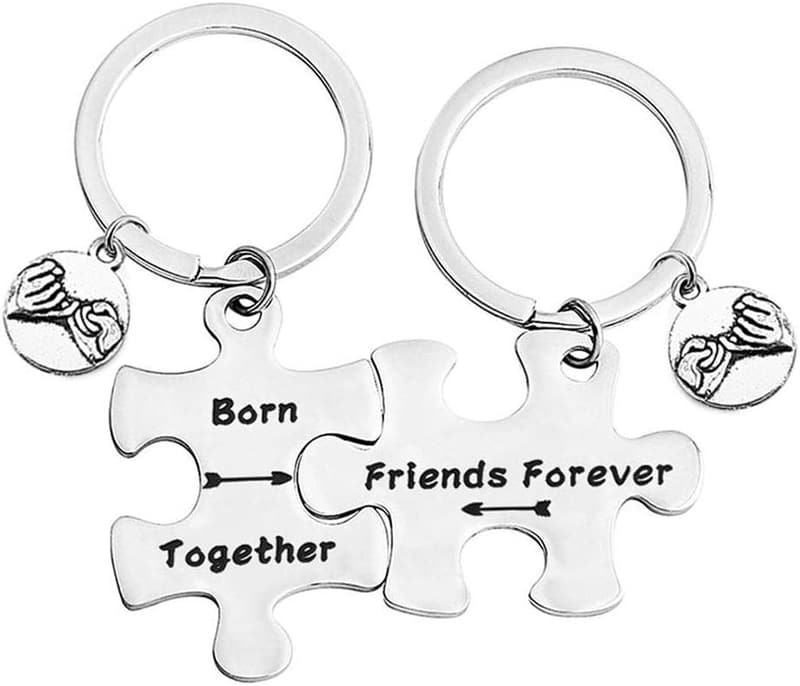 Twin Sister Keychain Set - Born Together Friends Forever