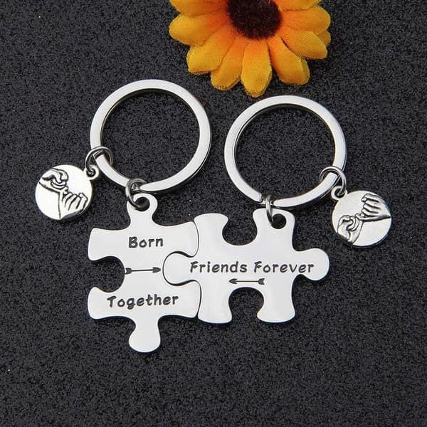 Twin Sister Keychain Set - Born Together Friends Forever