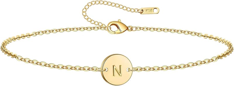 Personalized 18K Gold Plated Initial Charm Bracelet for Women