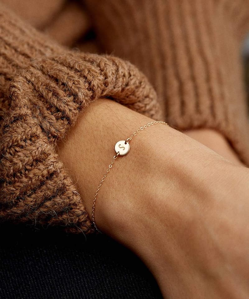 Personalized 18K Gold Plated Initial Charm Bracelet for Women