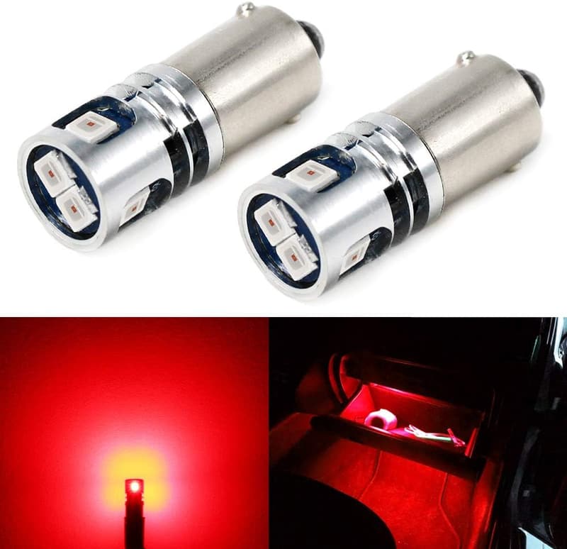 Super Bright 12V BA9S Red LED Replacement Bulbs for Cars