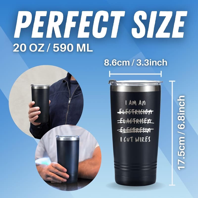 Father's Day Stainless Steel Mug - Electrician Gift, 20oz