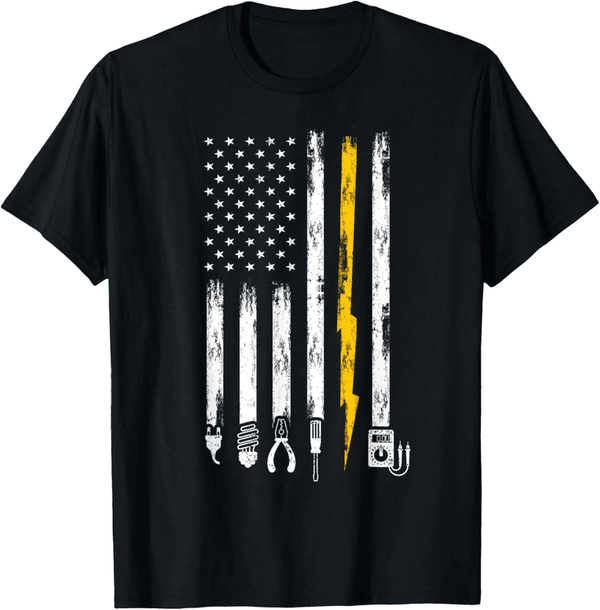 Electrician T-Shirt with US Flag Design