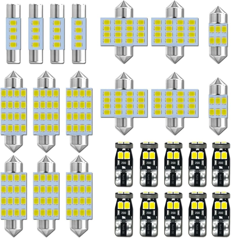 12V LED Bulb Kit - 26-Pack for Car Interior & Exterior Lighting