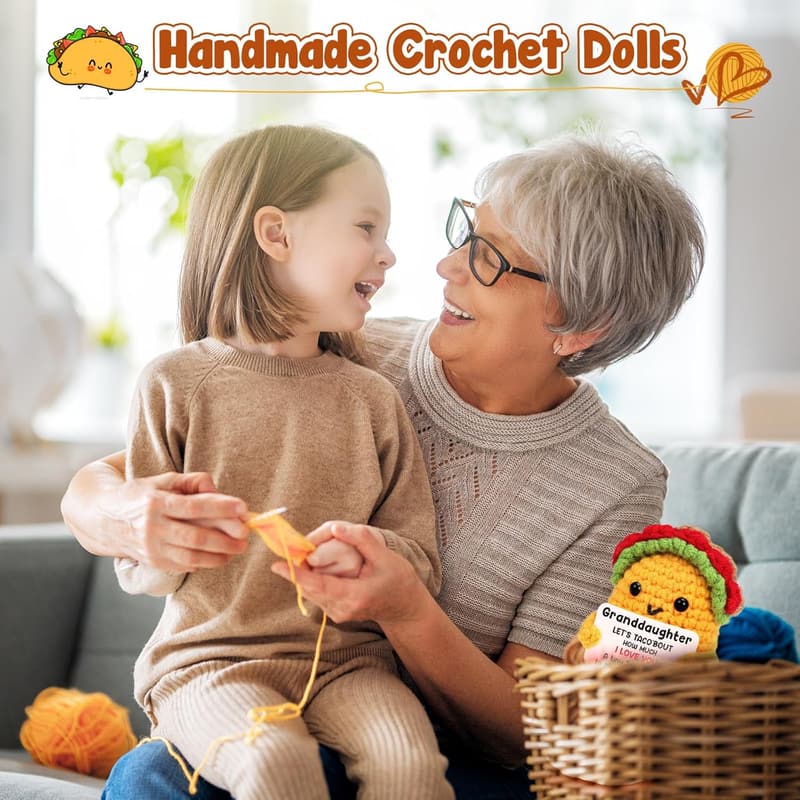Handmade Crochet Taco Gift for Granddaughter's Birthday