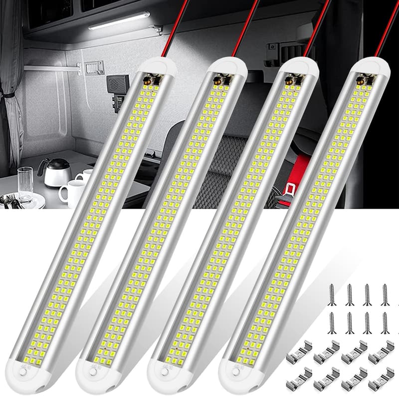 12V LED Light Bar with Switch - 120 LEDs, 1500LM (4 Pack)